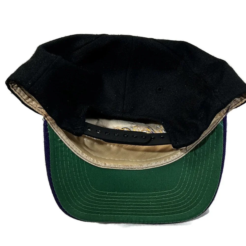 Sports Specialties Minnesota Vikings‎ NFL Script Snapback Hat Black Vintage 90's